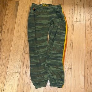 Aviator Nation 5 stripe sweatpants in camo